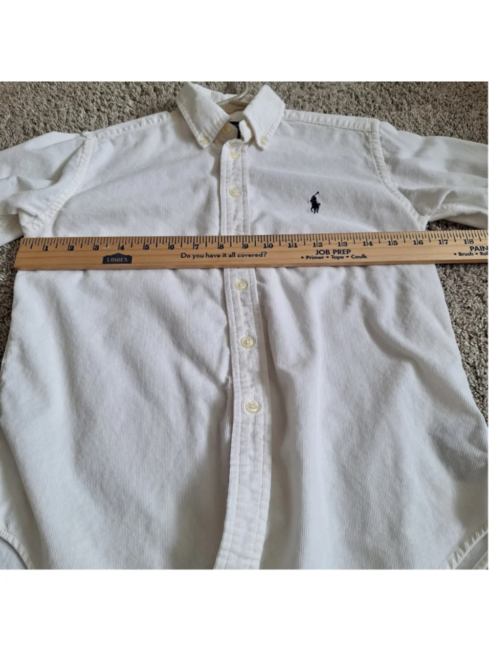 Ralph Lauren Boys SMALL 8/10 Ivory Button Down Shirt Pony Logo CORDUROY Classic